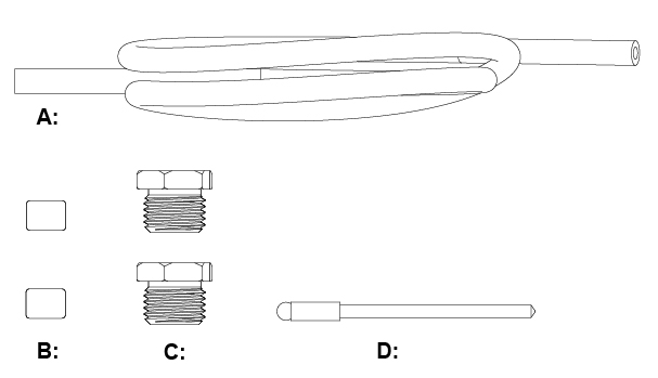 aglet kit  includes - 2x aglet retainers, 2x aglets, 1x ptfe bowden tube, 1x aglet installation tool