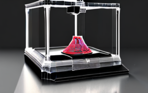 3d printer with red printed object